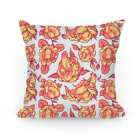 Floral Penis Pattern Orange Pillow